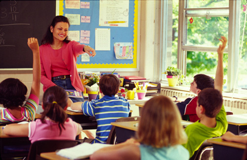 teacher and kids